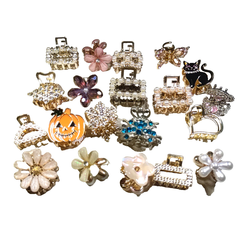 Twenty Small Hair Clip Barrettes Silver Gold Tone Varity